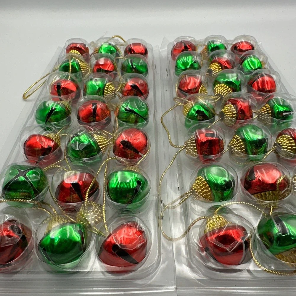 Lot Of 2 Festive Metal Red Green Jingle Bell Garland‎ Christmas Decoration